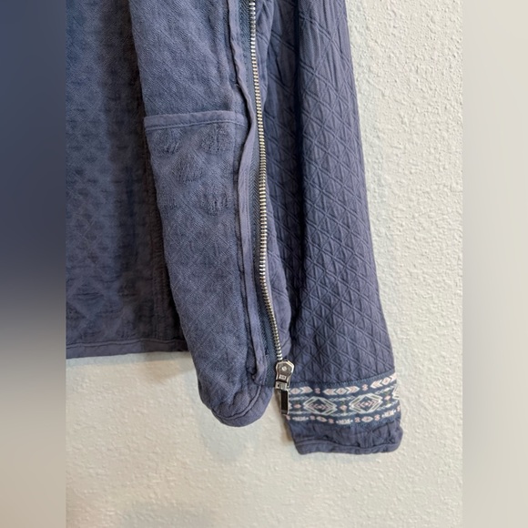 The Buckle Stoosh Blue Quilted Jacket Medium Fitted Zip Sweater a493 - Picture 6 of 10
